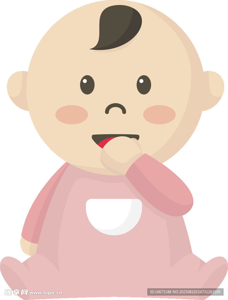 可愛(ài)嬰兒坐著咬手指