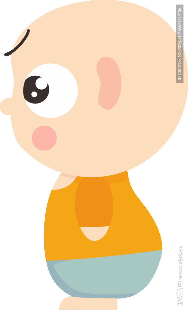 可愛扭頭嬰兒形象