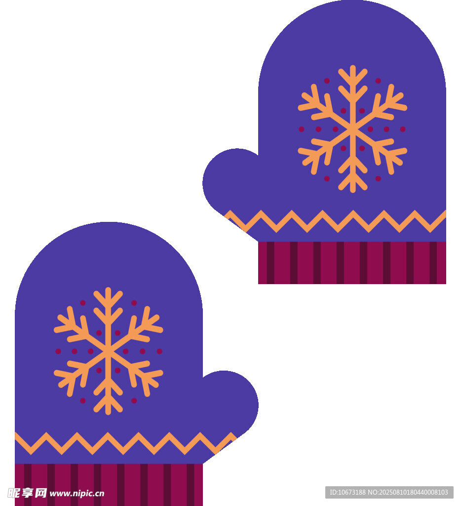 紫色雪花圖案保暖手套