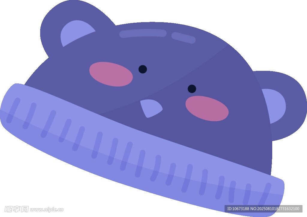 紫色小熊針織帽插畫
