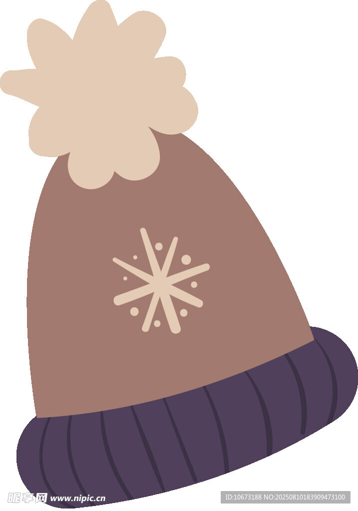 棕色雪花圖案毛線帽