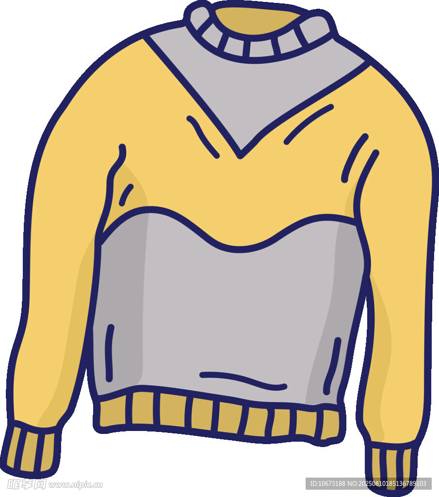 黃色拼接款毛衣插畫