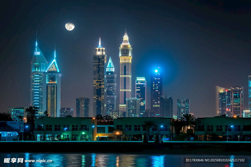 迪拜璀璨夜景摩天大樓