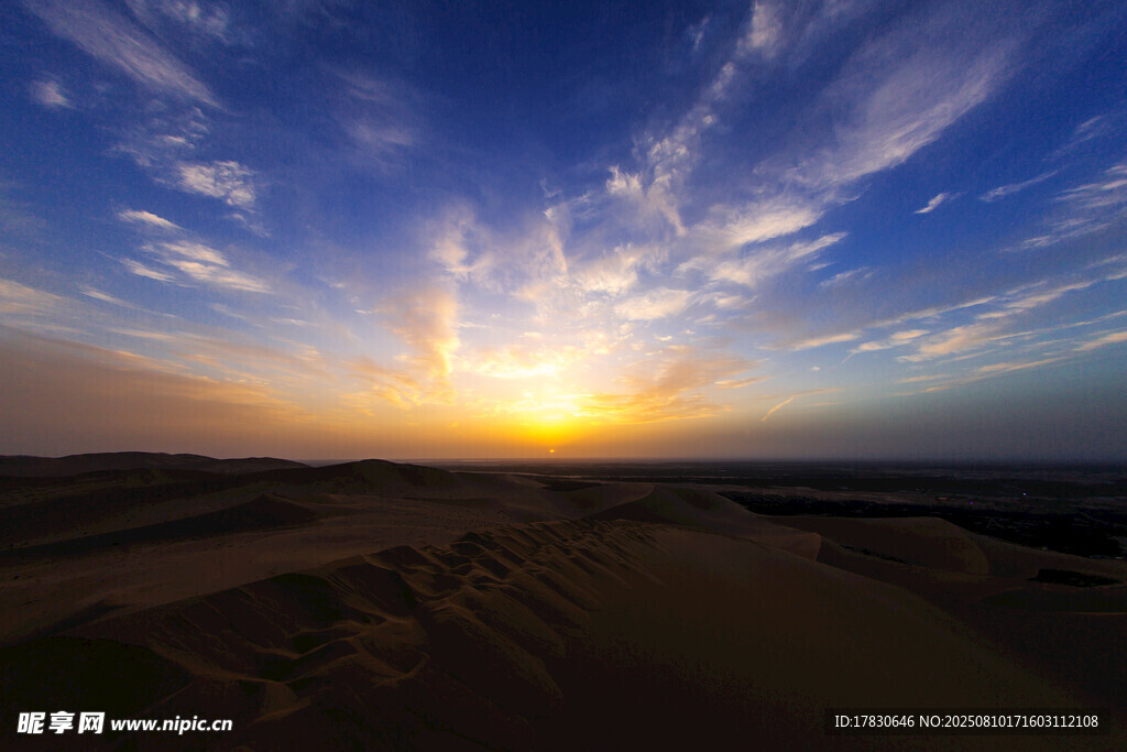 敦煌沙漠夕陽(yáng)美景