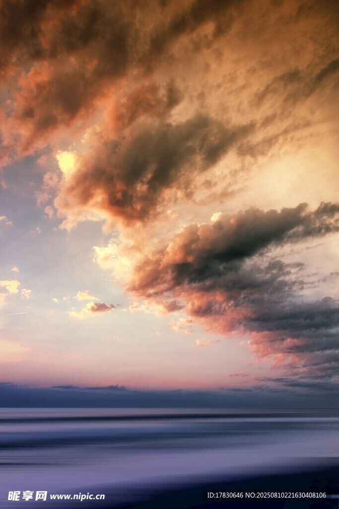 海上壯麗晚霞天空美景