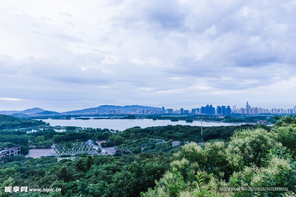傍晚寶界山林公園城市風景