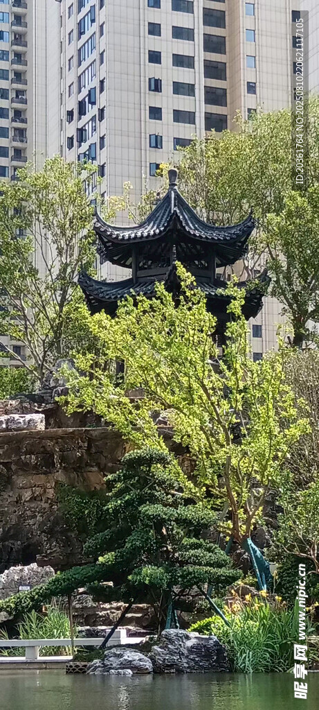 城市中古典雅致的亭景
