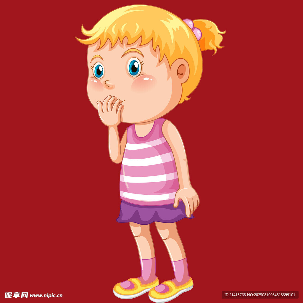 可愛小女孩捂嘴驚訝模樣