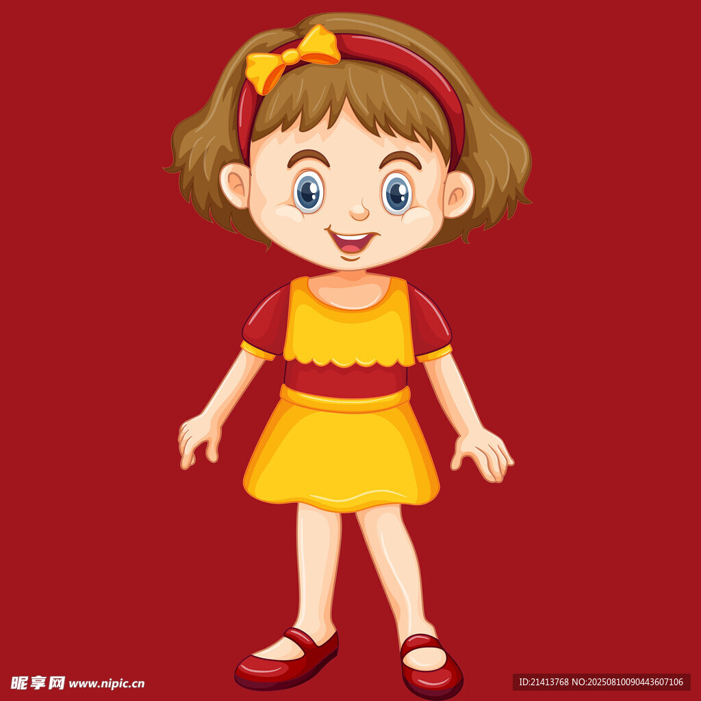 穿黃裙的可愛小女孩