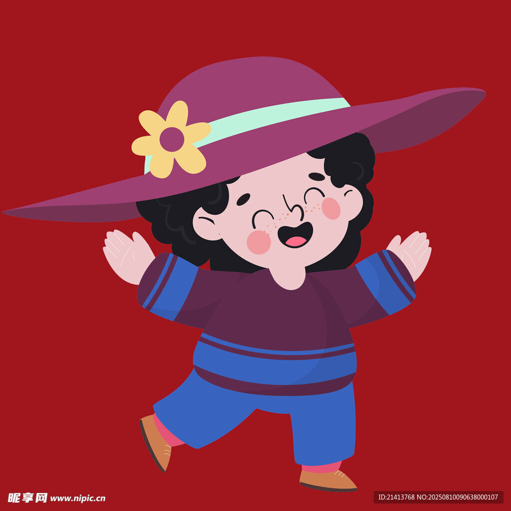戴帽跳舞的快樂小女孩