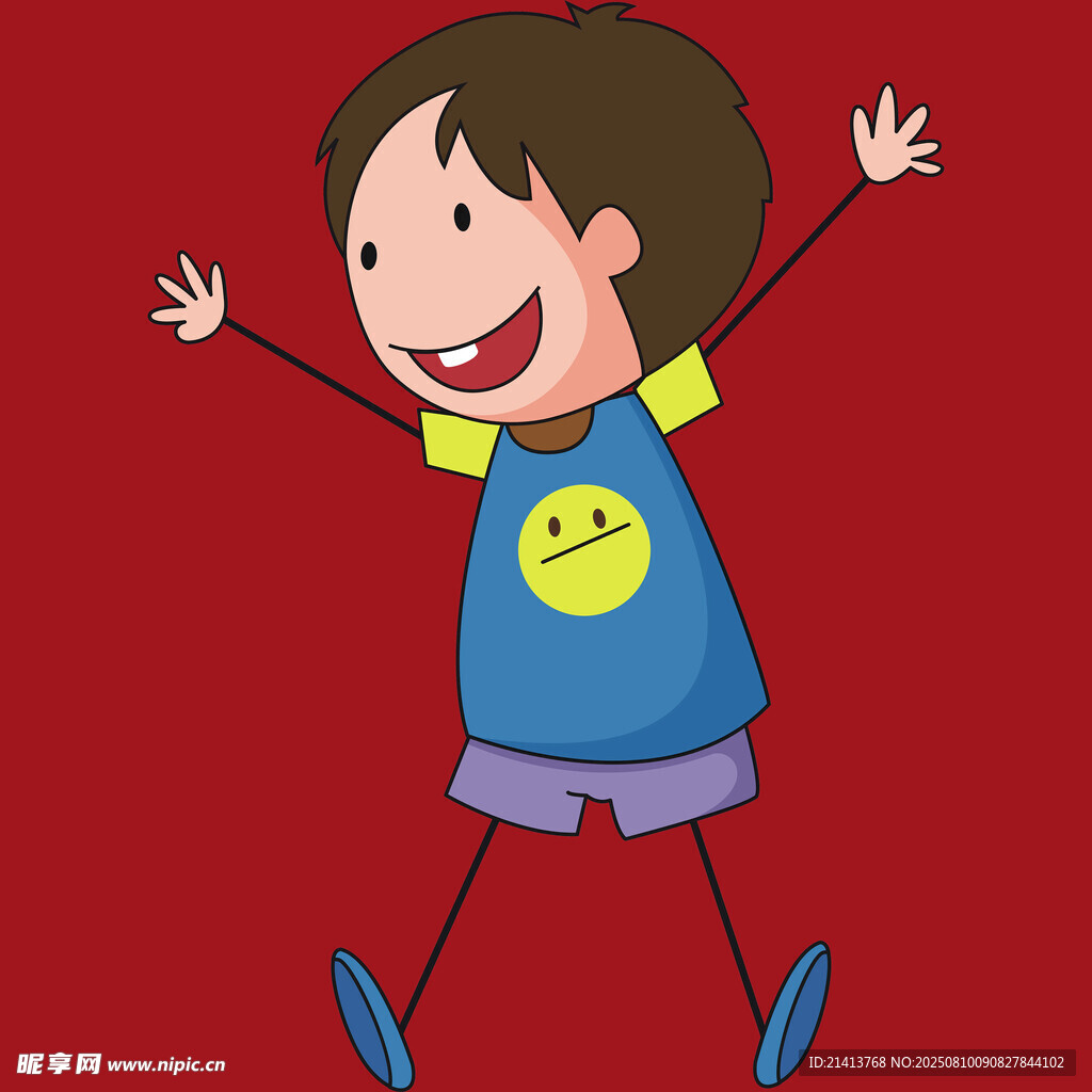 快樂跳躍的卡通小孩