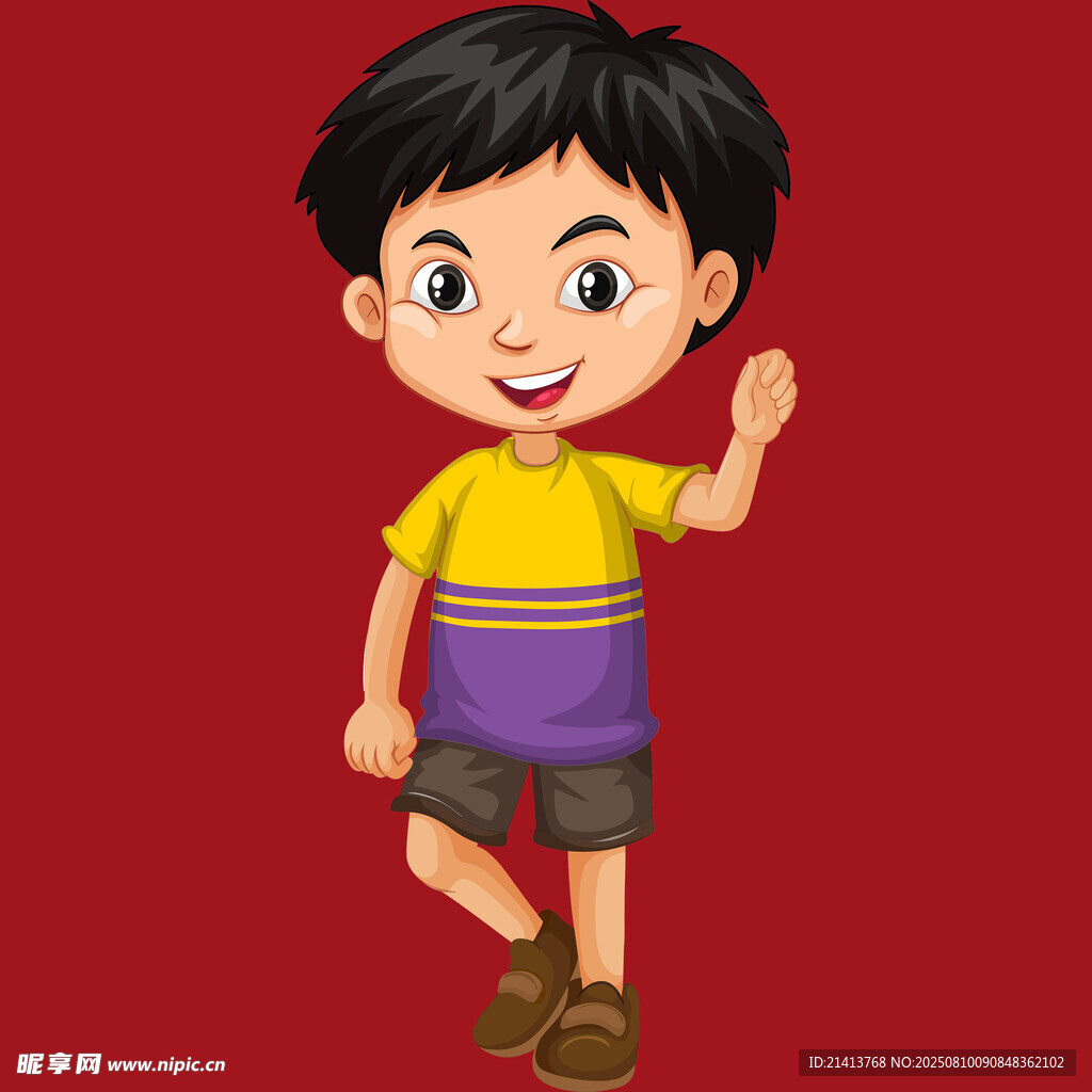 揮手小男孩卡通形象