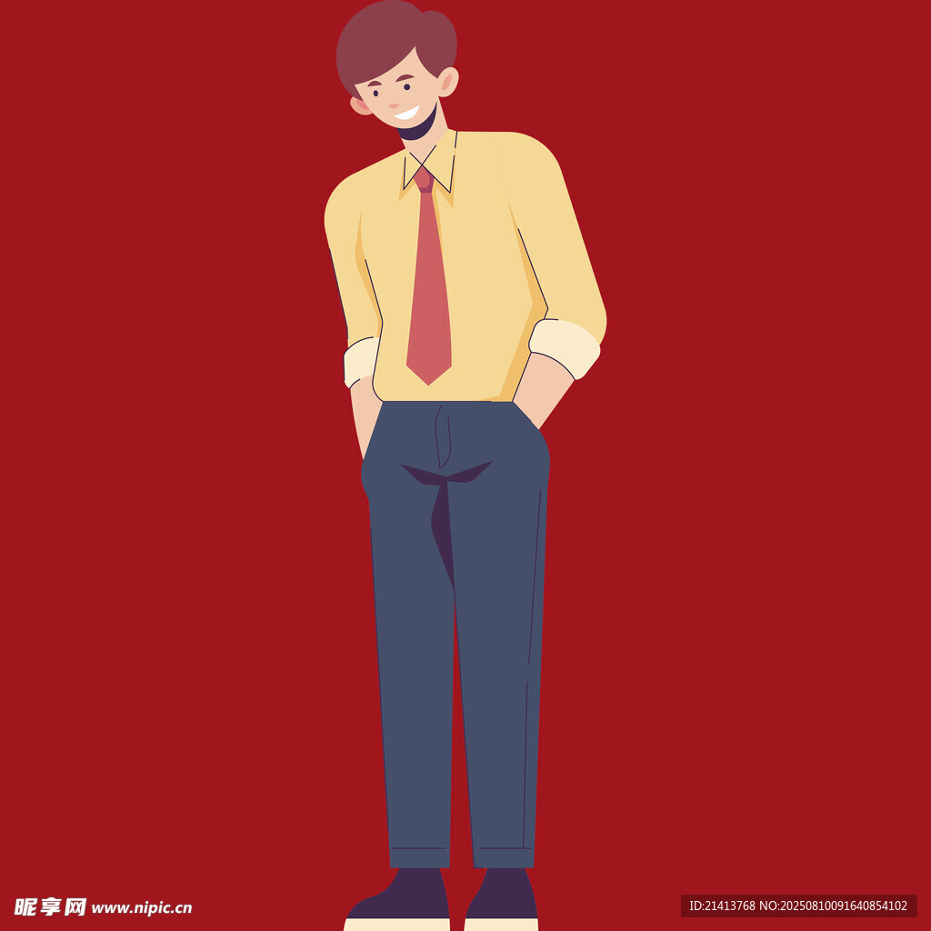 穿正裝的帥氣卡通男子