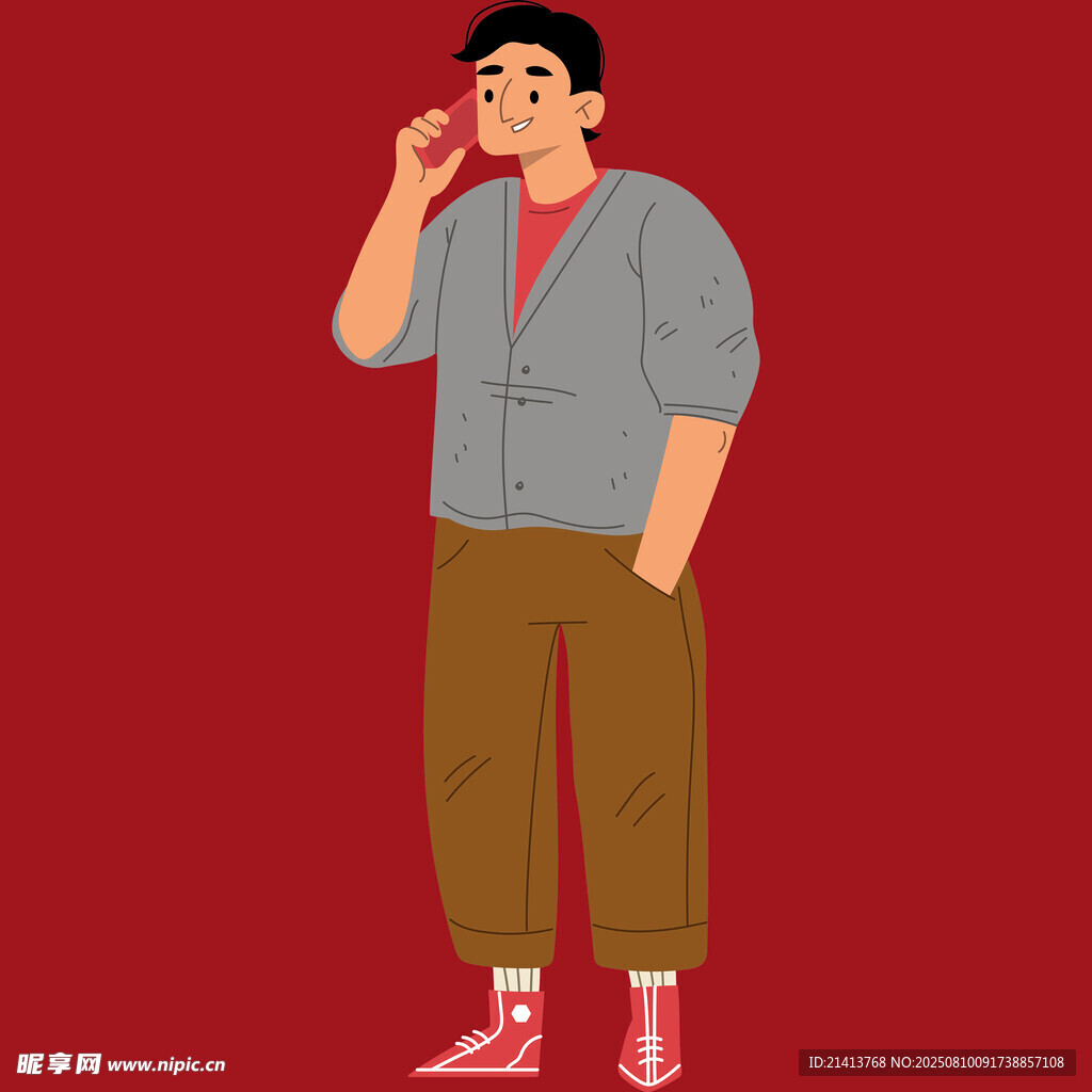 打電話的休閑男子