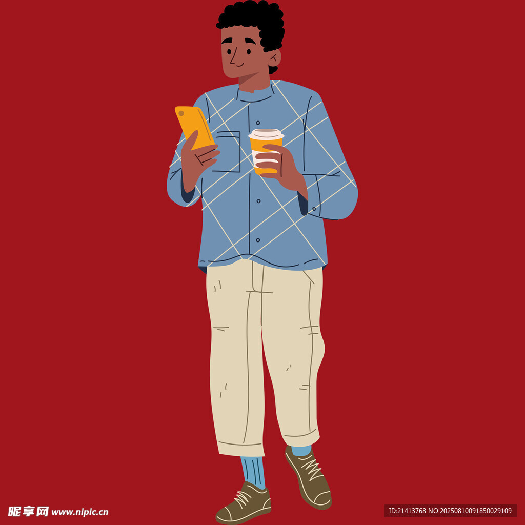 手持美食的休閑男子