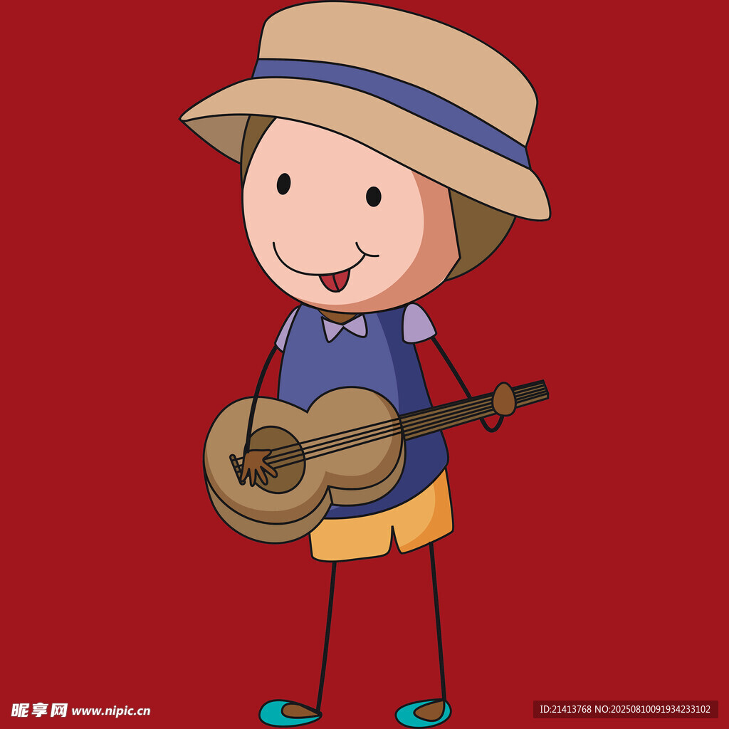 戴帽小孩彈吉他