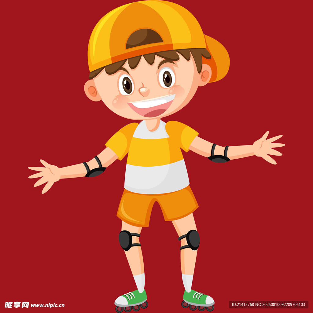活力少年穿戴護(hù)具準(zhǔn)備運動
