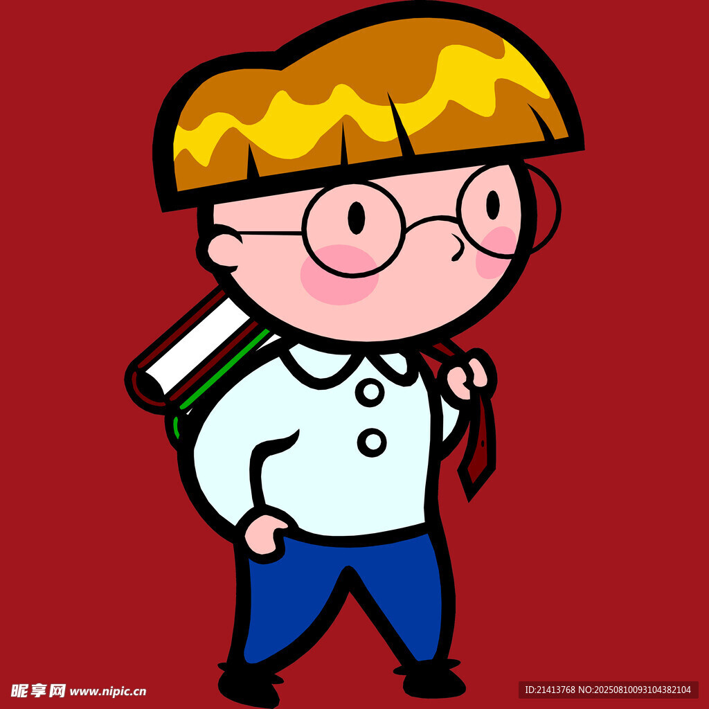 背著書包的卡通男孩