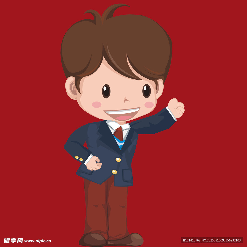 穿校服的微笑男孩