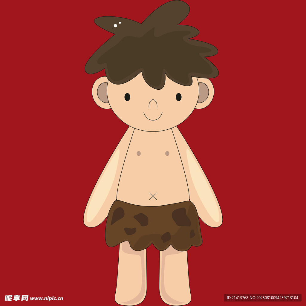 原始小男孩形象插畫