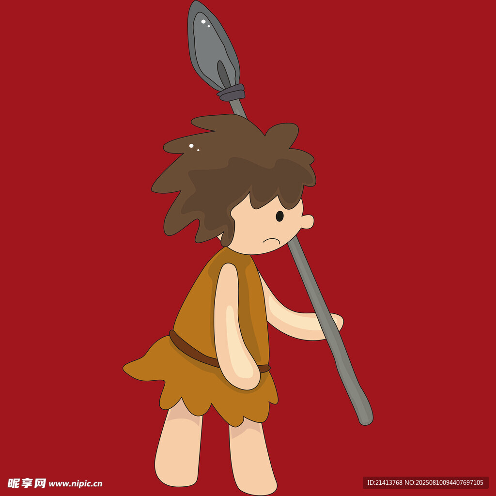 手持長矛的原始小人