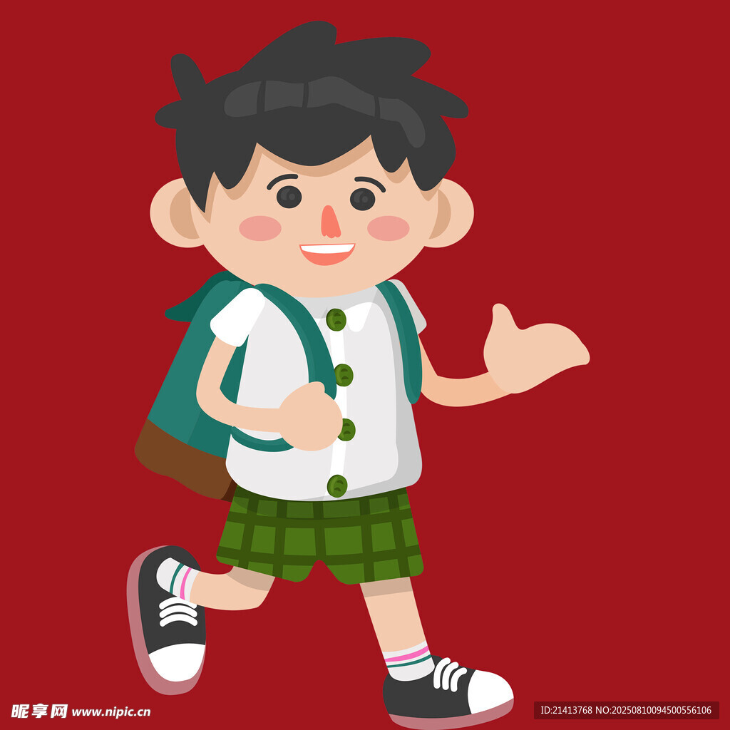 背著書包上學(xué)的小男孩