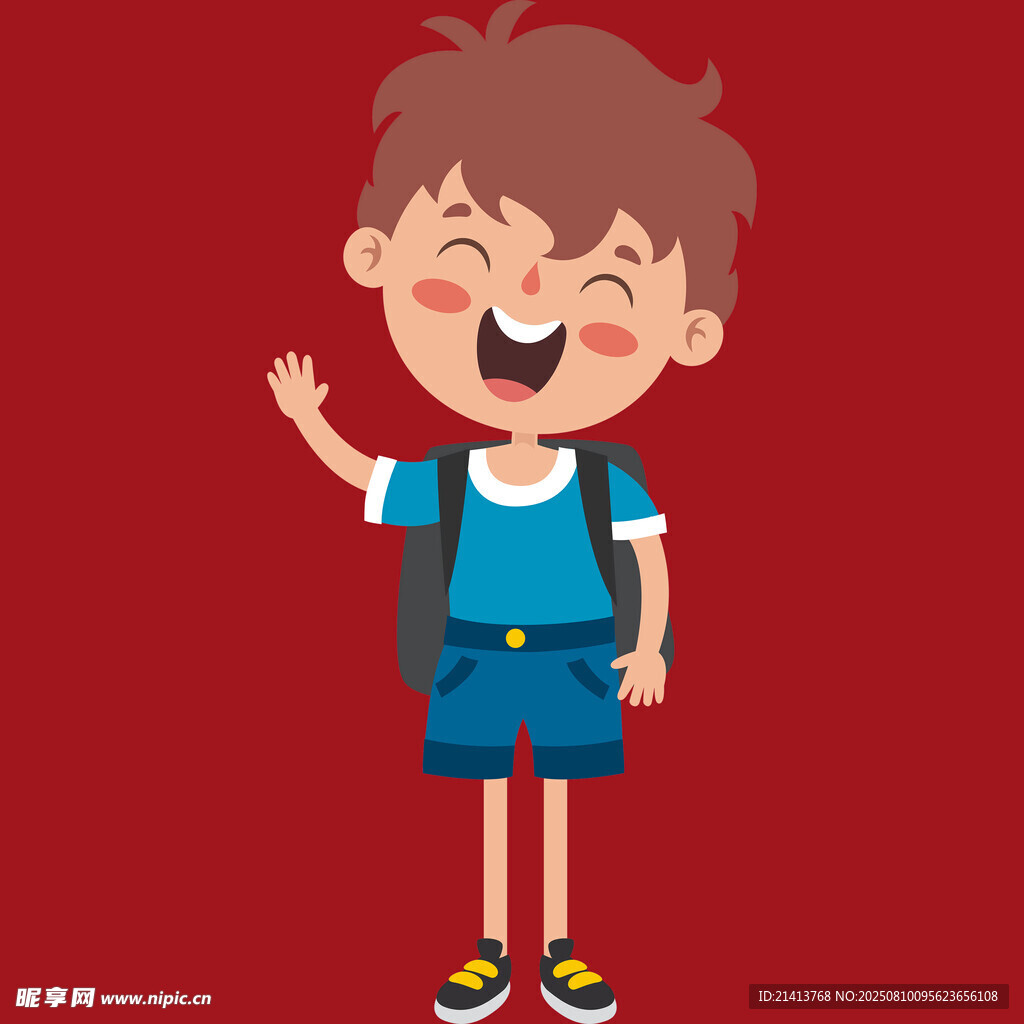 揮手歡笑的小男孩