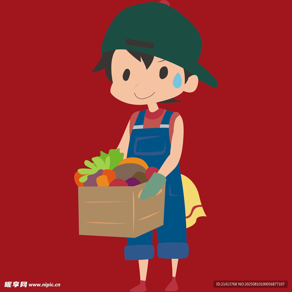 提籃買菜的可愛卡通女孩