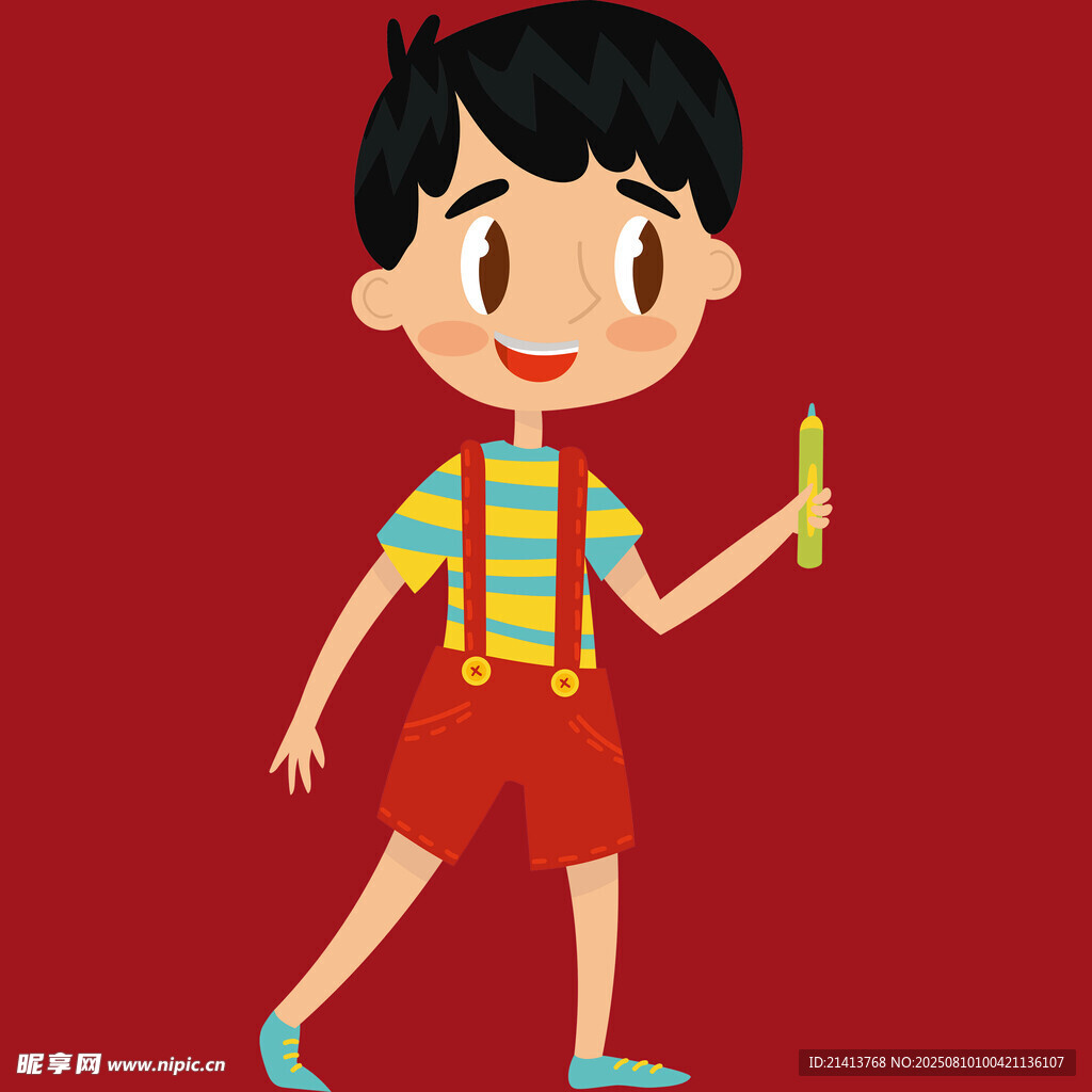 拿畫筆的可愛(ài)小男孩