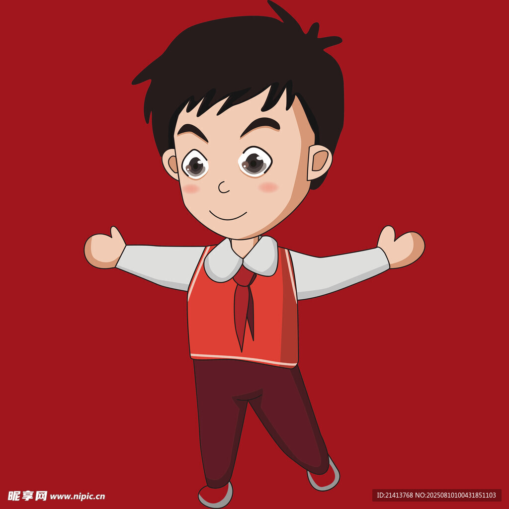 紅衣小男孩張開雙臂