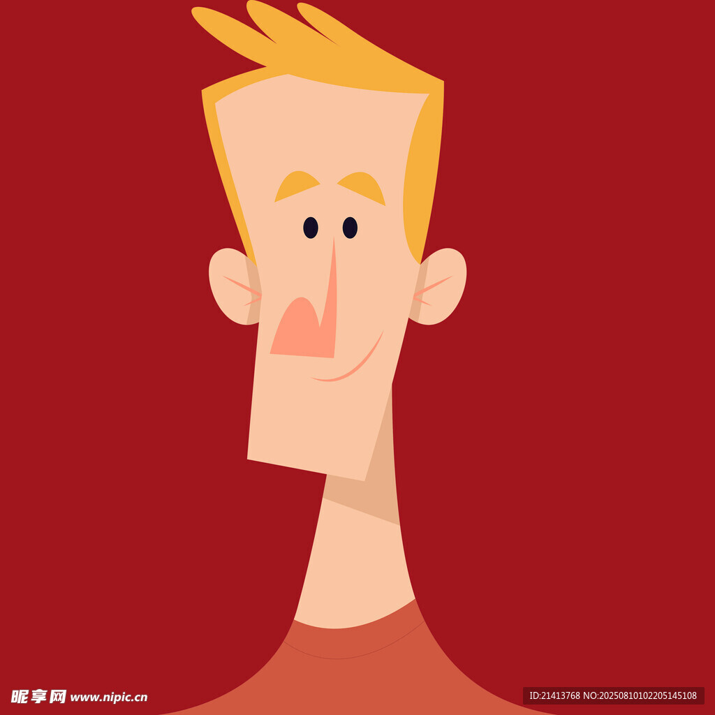 驚訝表情的卡通男性頭像