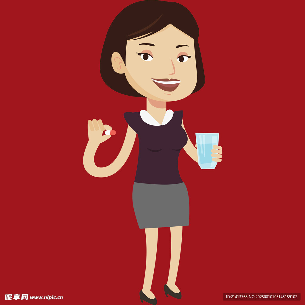 微笑女士手持飲品比贊