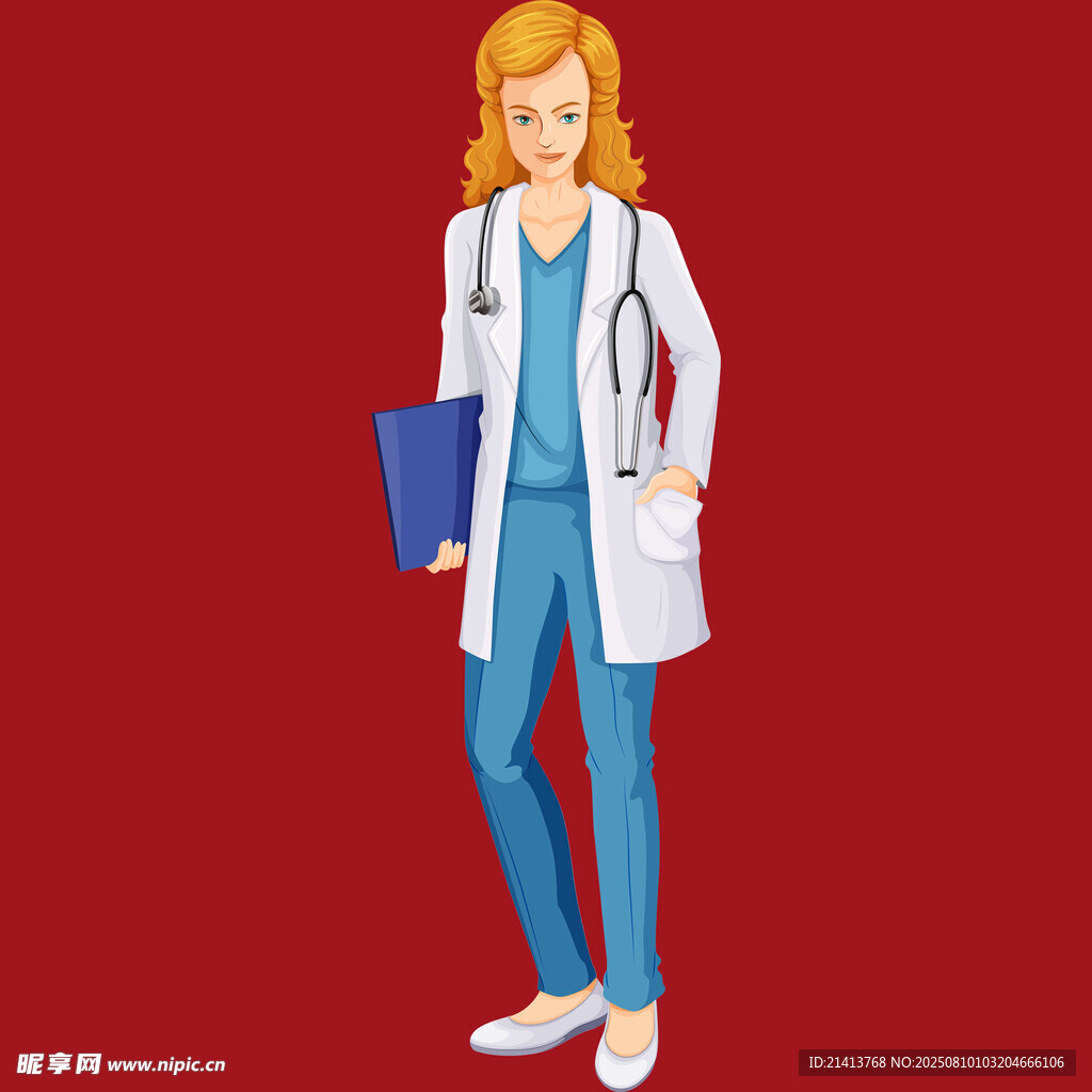 女醫(yī)生手持文件夾形象