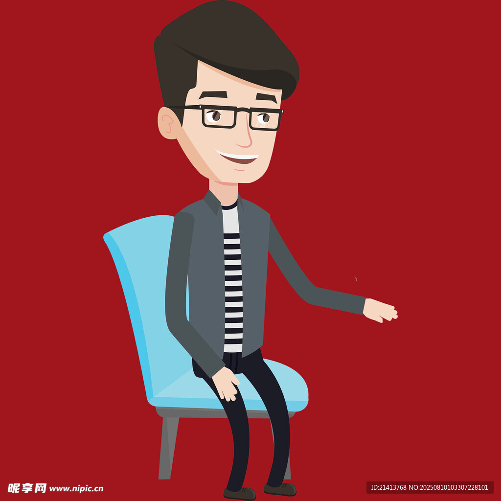 坐著的戴眼鏡男士
