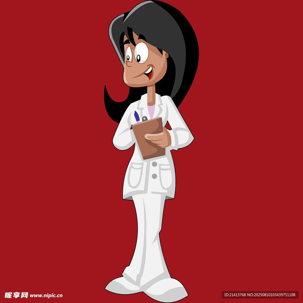 卡通女醫(yī)生手持文件夾