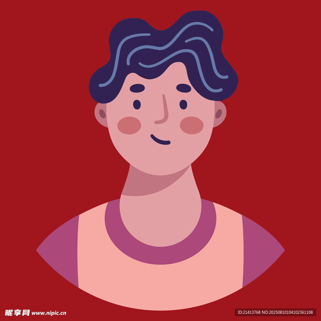 微笑男子頭像插畫