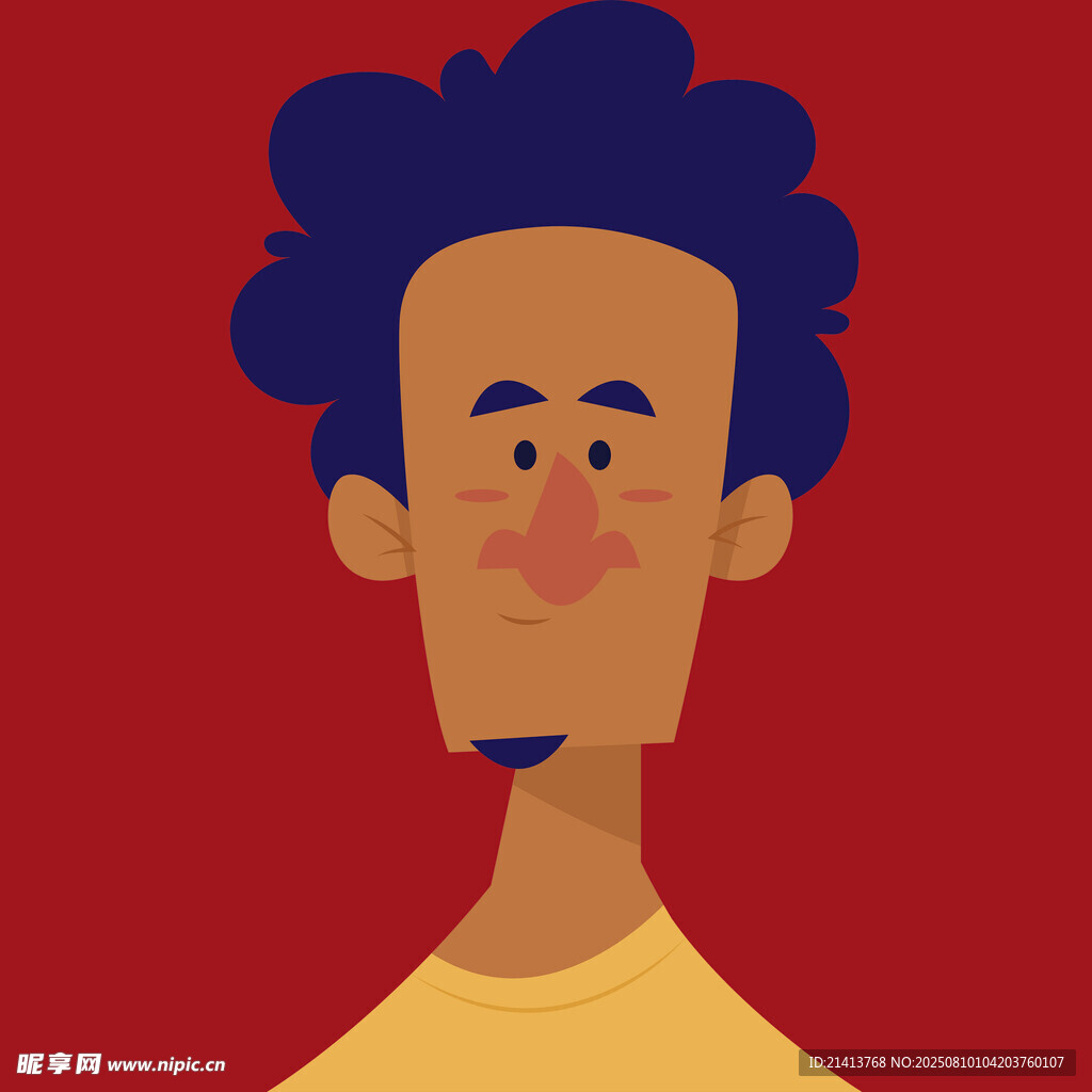 卷發(fā)男子頭像插畫