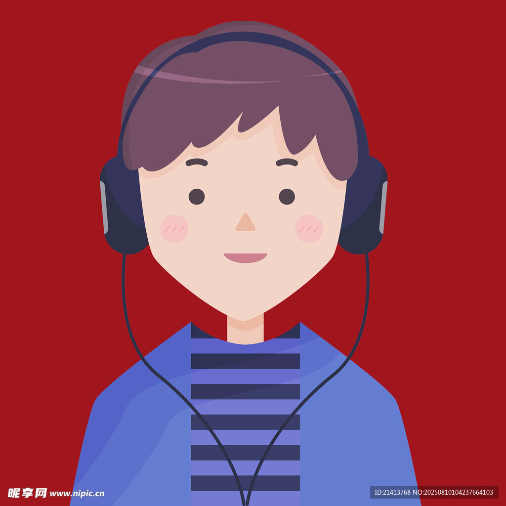 戴耳機(jī)的可愛男孩