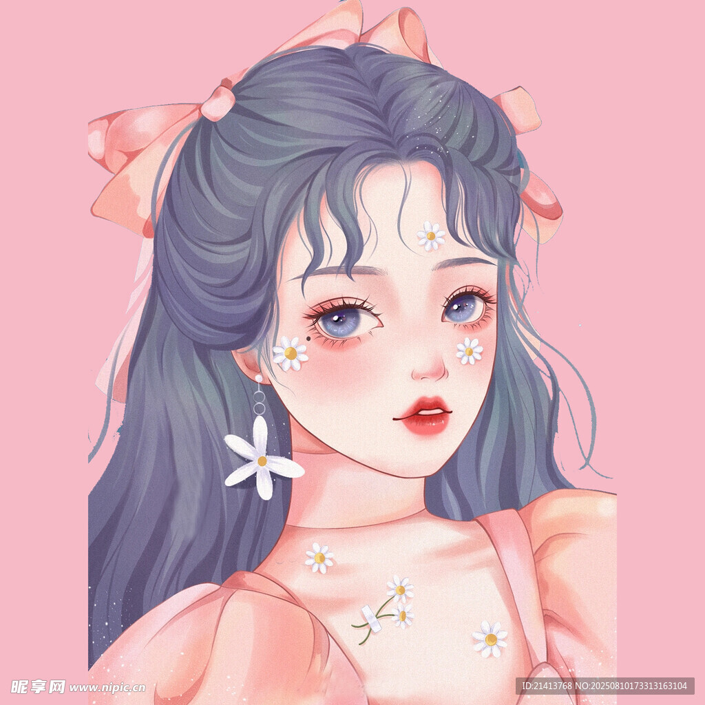 夢幻藍發(fā)蝴蝶結少女