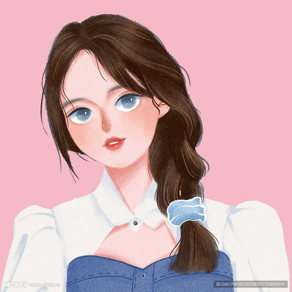 扎辮少女甜美可愛形象