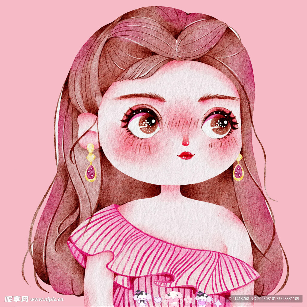 粉色系甜美風卡通女孩