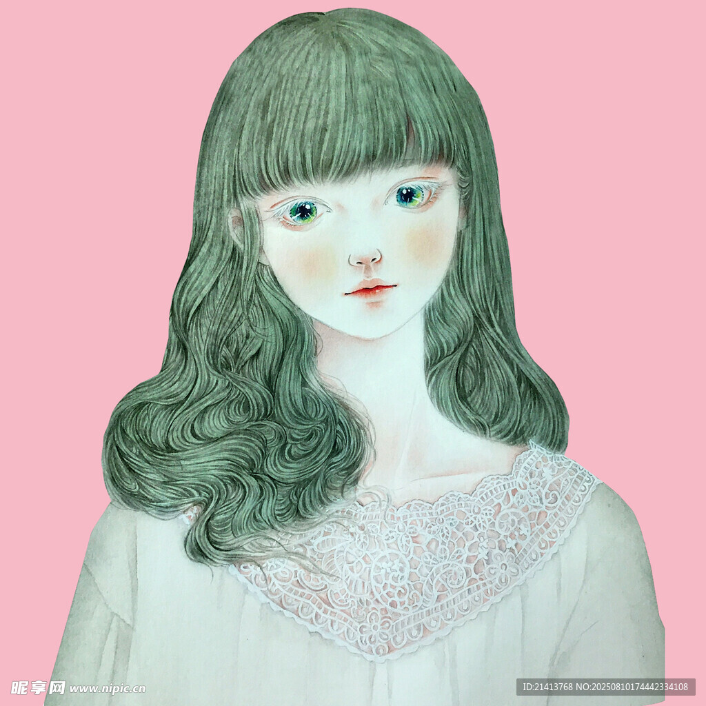 綠發(fā)女孩的夢(mèng)幻復(fù)古形象