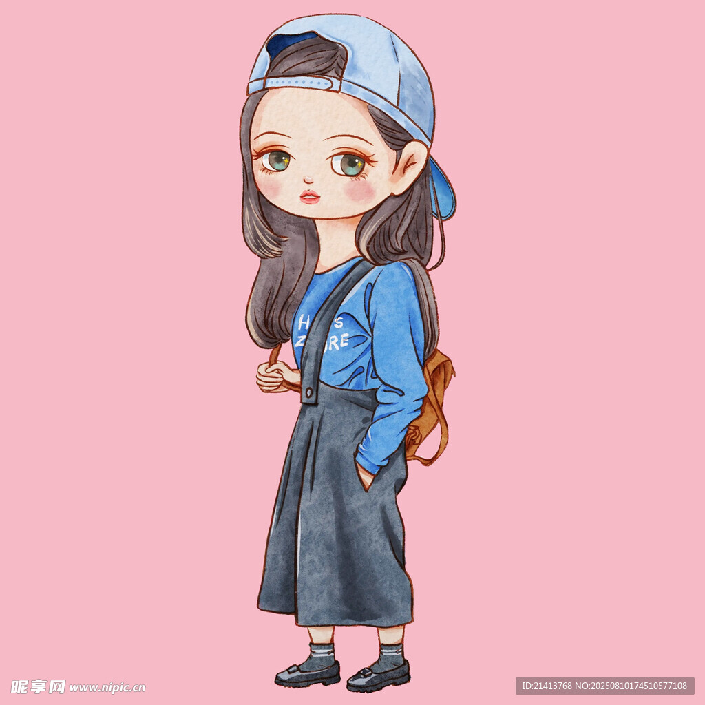 時(shí)尚俏皮的背包女孩