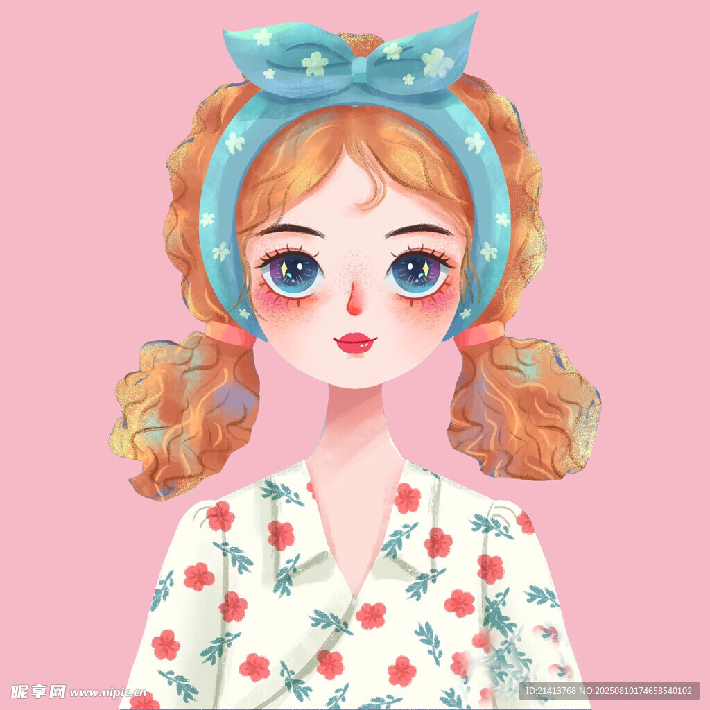 扎雙辮戴蝴蝶結的可愛女孩