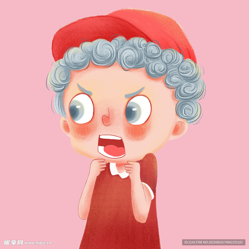 可愛卷發(fā)老奶奶俏皮表情