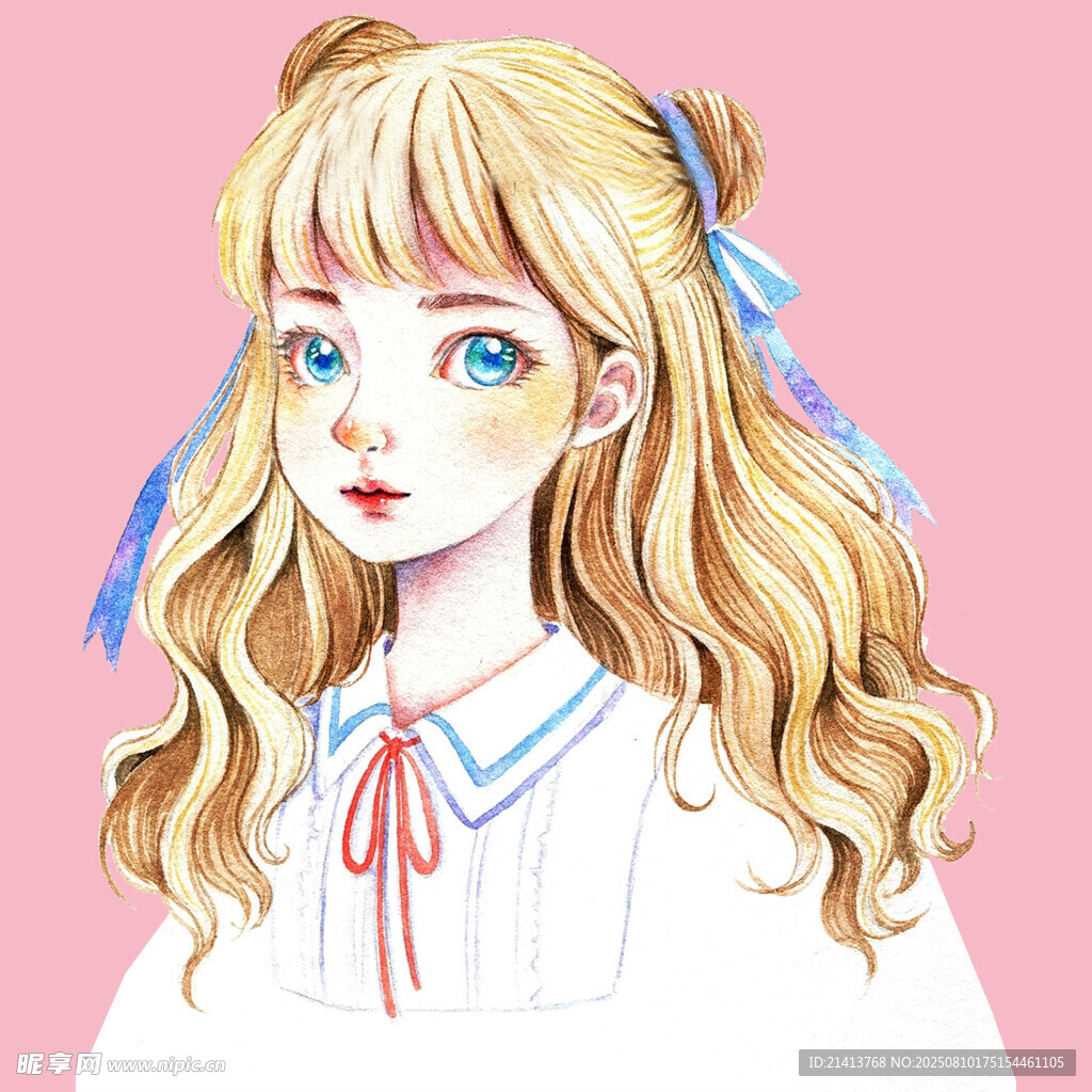 金發(fā)雙馬尾藍眼少女