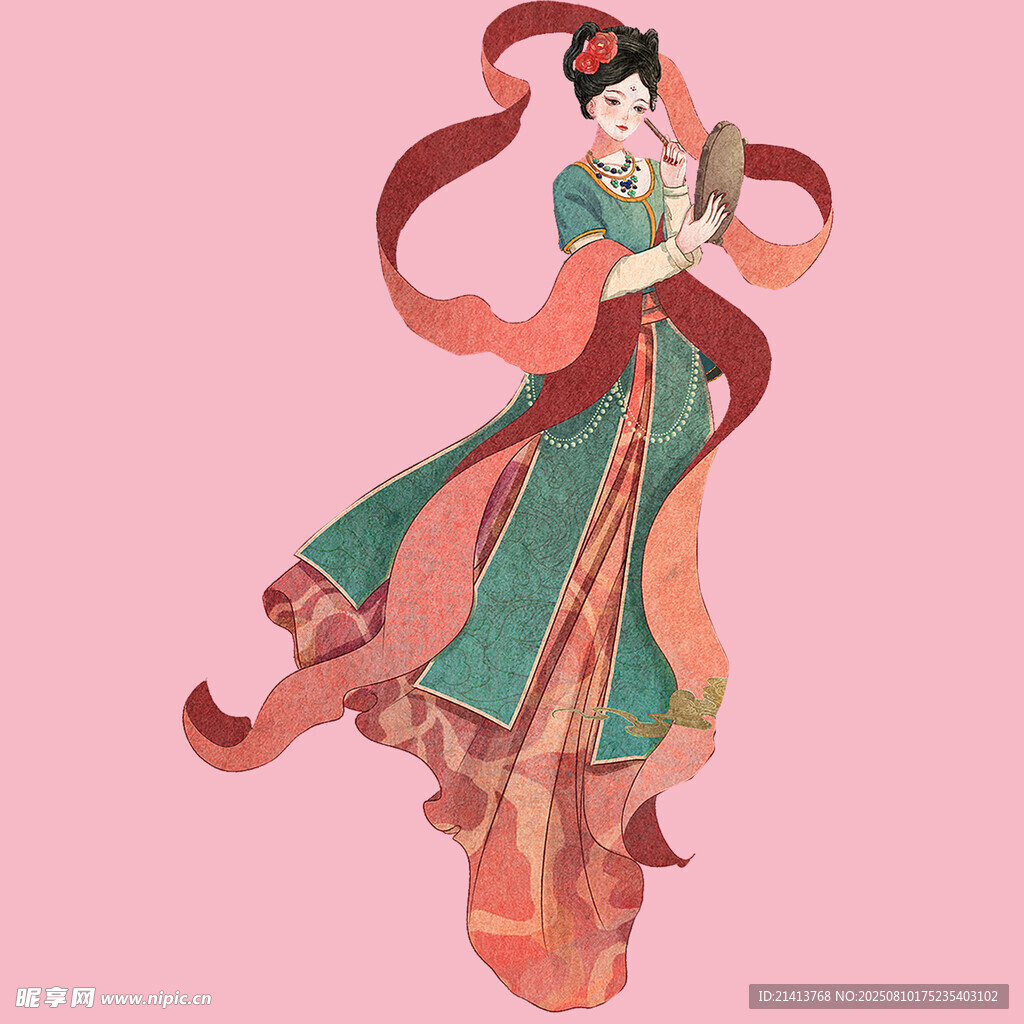 飄逸飛天神女圖