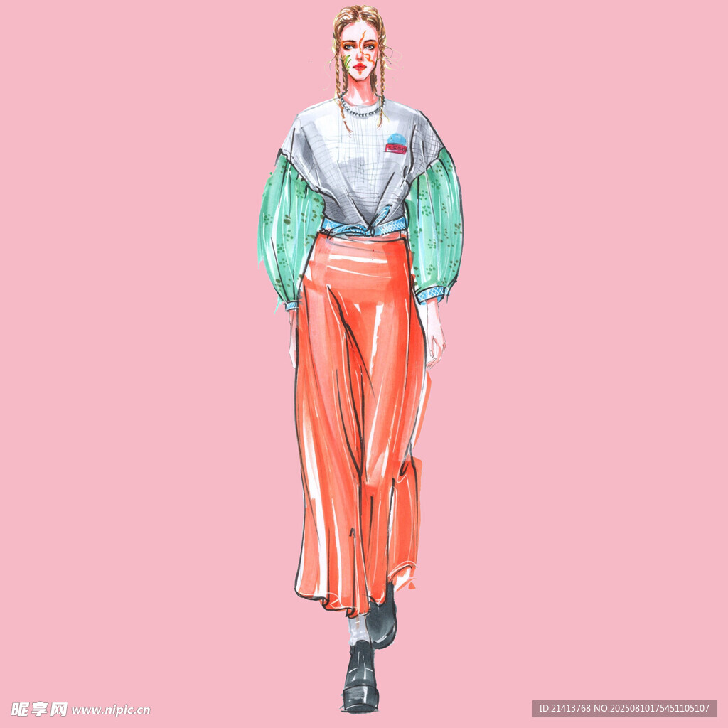 時(shí)尚模特展示彩色服飾