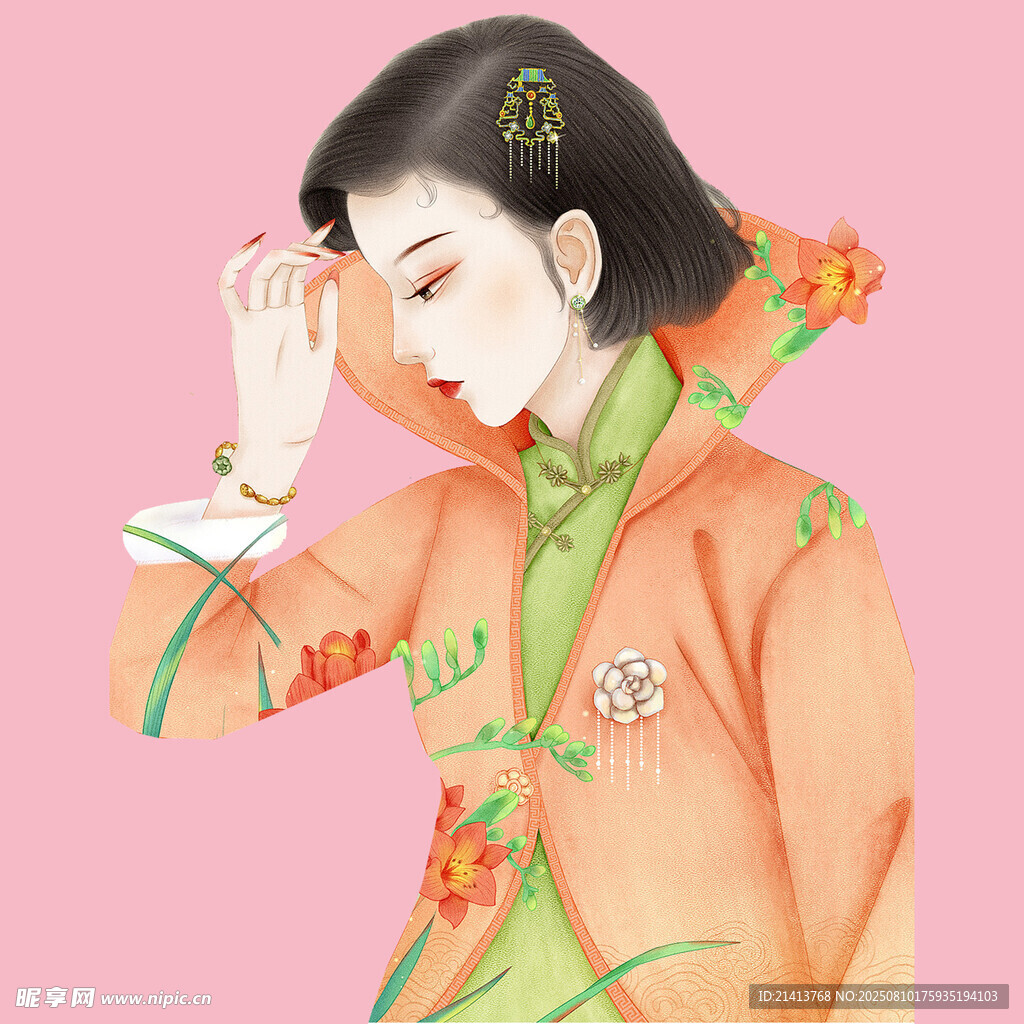 古風(fēng)女子著傳統(tǒng)服飾