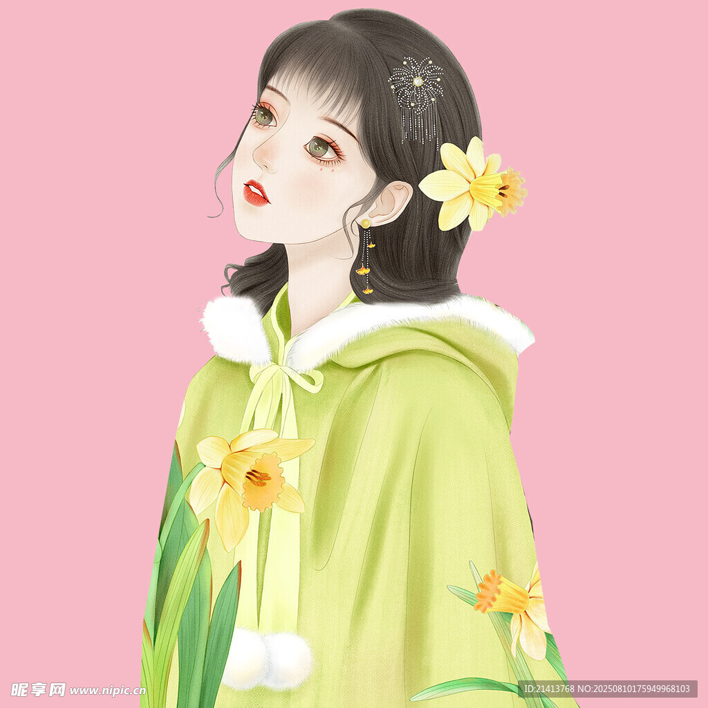 身著綠衣的花朵少女